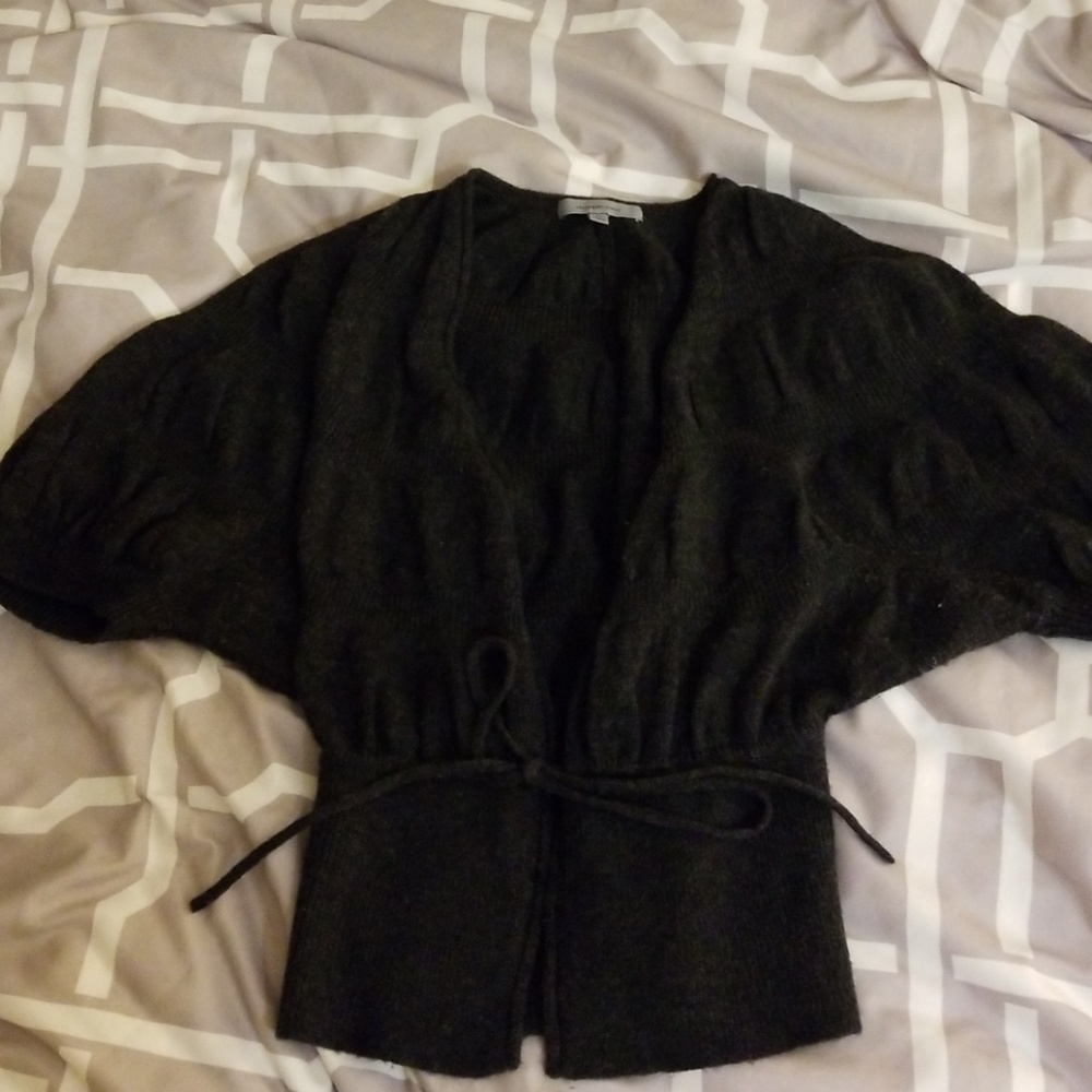 Cashmere Charcoal gray 3/4sleeve cardigan
